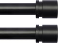 Byondeth Adjustable Curtain Rods - 16 to 88 Inches, 1 Inch Diameter, Black with Aluminium Finials | 2 Pack