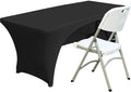 Spandex Table Cover - 4 Ft Fitted Polyester Tablecloth with Open Back - Black