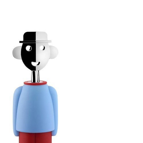 Alessi AM23 LAZ - Alessandro M. Corkscrew in thermoplastic resin, light blue and chrome plated zamak.