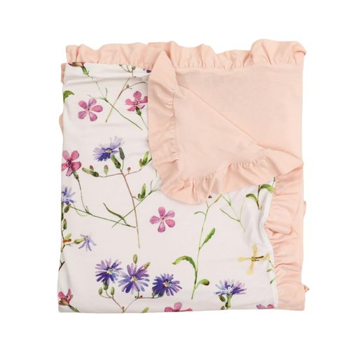 runzhuoyang Baby Blankets for Girls,Bedding for Baby and Toddler,Ruffle Blanket for Kids,Soft,Comfy Blankets.Size 40"x33",Viscose Made from Bamboo Prints are Floral