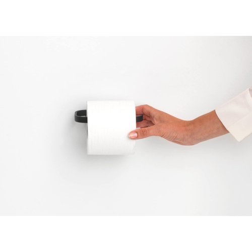 Brabantia Mindset Wall Mounted Toilet Roll Holder (Mineral Infinite Gray) Wide Opening, Bathroom Tissue Rack, Concealed Fixings, Anti-Rust Materials