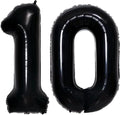 GOER Jumbo Number 10 Balloons - 42 Inch Black Foil Helium Balloons for 10th Birthday & Anniversary
