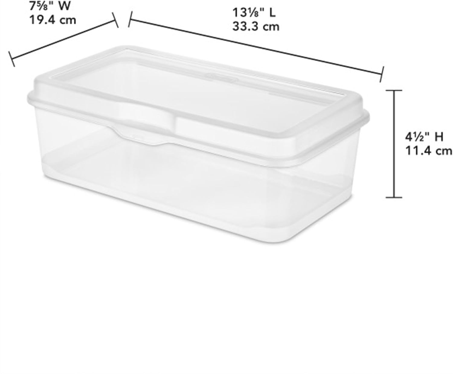 Sterilite 6-Pack Rectangular Large Flip-Top Storage Boxes - Clear Stackable Organizers for Crafts, Photos & More
