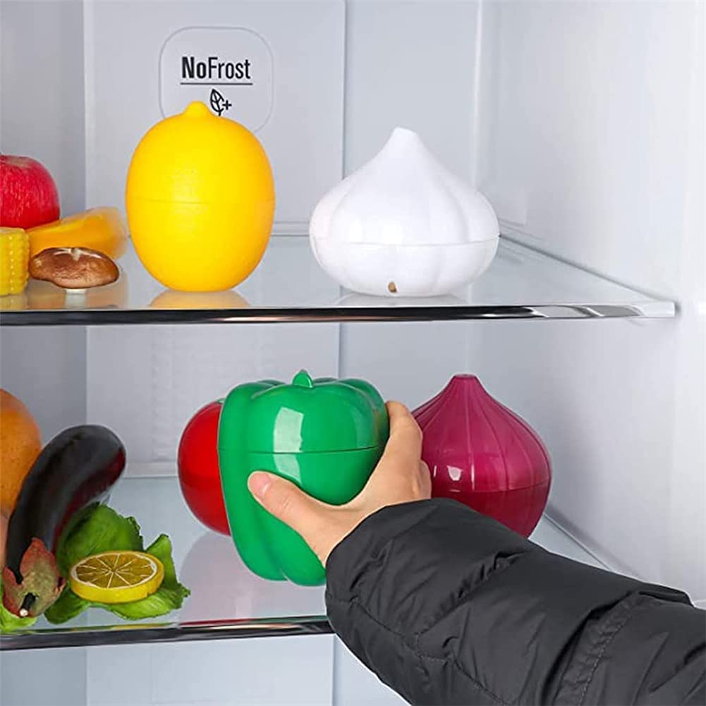 LICHMA 5pcs Plastic Vegetable Storage Box Lemon Onion Tomato Green Pepper and Garlic Insurance Container Fruit Food Fresh-Keeping Reusable (5pcs)