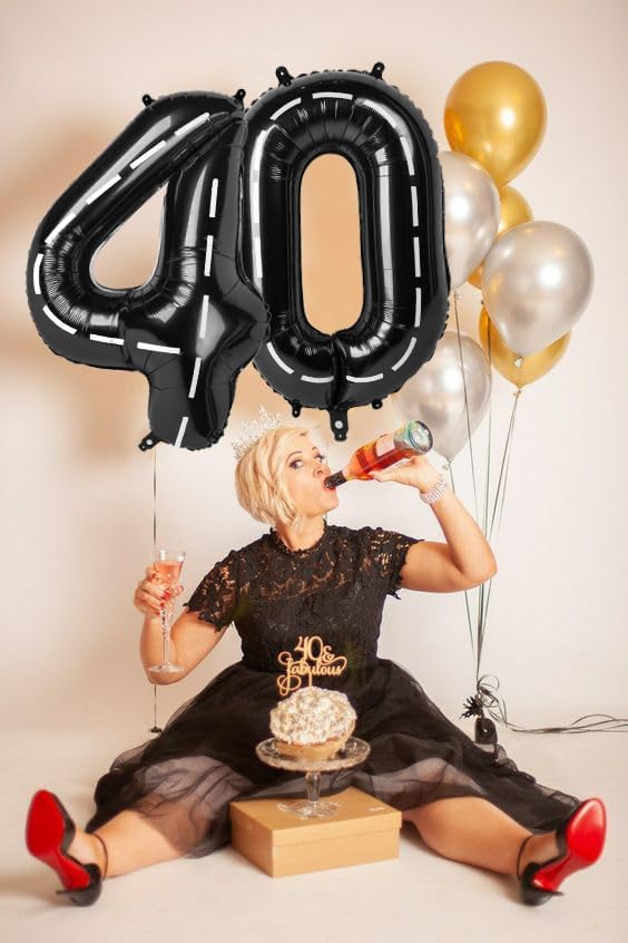 Number 0 Balloons - 40 Inch Black Number Balloons for Birthday, Wedding & Baby Shower Decor
