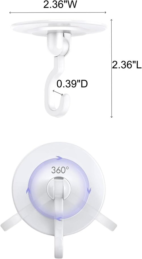 3M Command Hooks - Heavy Duty Adhesive Wall & Ceiling Decor | 4-Pack, 3 lbs Capacity, 360° Swivel