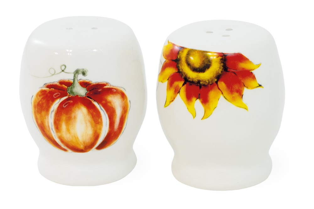 Boston International Pumpkin Harvest Ceramic Serveware, 2.5 x 3-Inches, Salt & Pepper Shaker Set