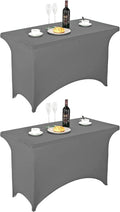 FORLIFE Spandex Table Covers - Fitted Stretch Tablecloths for Rectangular Tables | 4ft, Gray - Perfect for Weddings & Parties
