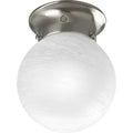 Progress Lighting 1 Light Ceiling Light, 6-Inch Glass Globe Flush Mount Ceiling Lighting Fixture, Dimmable, White Glass, Brushed Nickel (P3401-09)