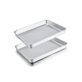 TeamFar Toaster Oven Pans, 9.3'' x 7'' x 1'' Stainless Steel Compact Toaster Oven Tray Ovenware, Healthy & Heavy Duty, Roll Edge & Mirror Finish, Easy Clean & Dishwasher Safe-2 PCS