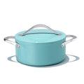 CookinCraze Stock Pot 4.5qt Dutch Oven with Lid (9.5"x 4") Nonstick Ceramic Coated Non-Toxic PFAS-Free Even Heat Distribution for Braising, Baking Bread & Soups, Compatible for All Cooktops(Induction/Gas/Electric) Oven Safe to 500°F (Caribbean Blue)