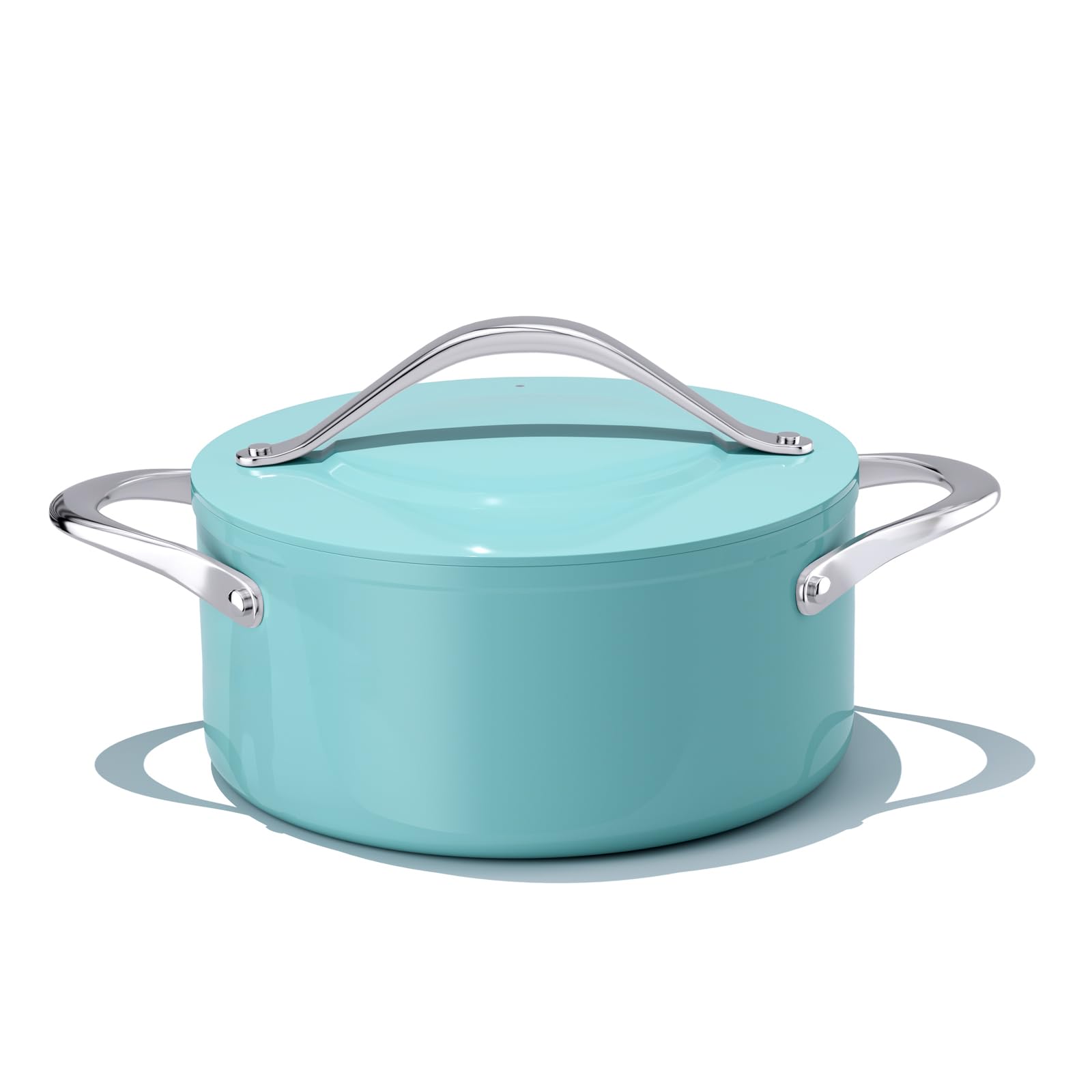 CookinCraze Stock Pot 4.5qt Dutch Oven with Lid (9.5"x 4") Nonstick Ceramic Coated Non-Toxic PFAS-Free Even Heat Distribution for Braising, Baking Bread & Soups, Compatible for All Cooktops(Induction/Gas/Electric) Oven Safe to 500°F (Caribbean Blue)
