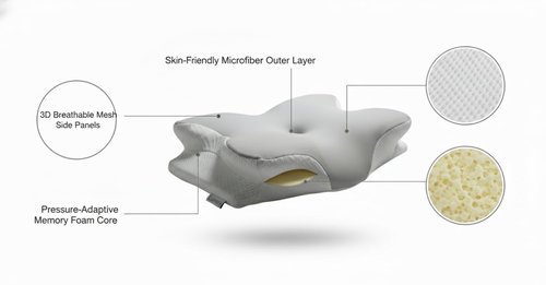 Lunari Butterfly Cervical Pillow – Orthopedic Memory Foam Neck Support Pillow for Neck Pain Relief, Ergonomic Cooling Pillow for Side & Back Sleepers