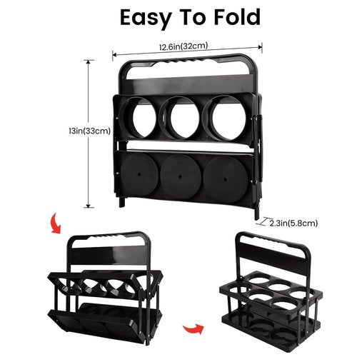 Bodaon 6 Cup Drink Carrier with Handle, Plastic Cup Carriers for Drinks, Drink Holder for Car, Take Out Delivery Drivers Accessories, Portable Foldable Reusable Mobile, Use for Food Delivery Bag