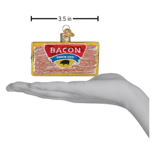 Old World Christmas Pack of Bacon Glass Blown Ornament for Christmas Tree, Handcrafted Holiday Decoration, Food - Breakfast Collection