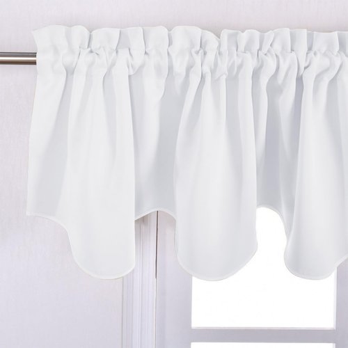 NICETOWN 2 Panels Pure White Blackout Valance Curtains for Bathroom, Rod Pocket Window Covering Thermal Insulated Solid Rod Pocket for Living Room/Basement, 42 x 18 inch Long