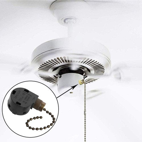 Ceiling Fan Switch Zing Ear ZE-268s2, 3 Speed 4 Wire Fan Replacement Parts Accessories Pull Chain Switch Compatible For Ceiling Fans Wall Lights Cabinet Lamps(Bronze)