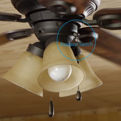 Ceiling Fan Switch Zing Ear ZE-228S 2 Speed 3 Wire Ceiling Fan Pull Chain Switch Speed Control Switch for Ceiling Fans, Wall Lamps, Cabinet Light, 2Pack Brass