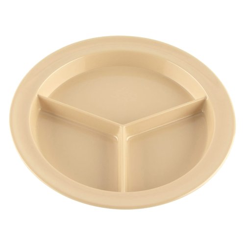 G.E.T. CP-530-T Tan 9" 3-Compartment Plate, Break Resistant Dishwasher Safe Melamine Plastic, Supermel Collection (Pack of 12)