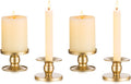 Romadedi Gold Candle Holders - Elegant Pillar & Taper Candle Sticks for Weddings | 4 Pcs Set