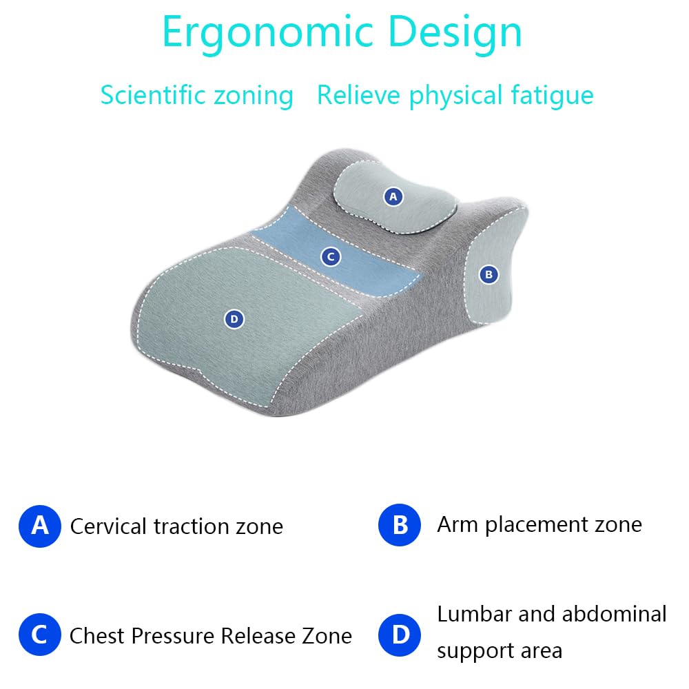 Back Pillow for Bed Sitting Up,Upright Reading Pillow Back Support,Face Down Cushion Neck Leg Pain Relief Acid Reflux Multifunctional Adult Ergonomic Memory Foam Pillow in Bed Sofa Sleeping