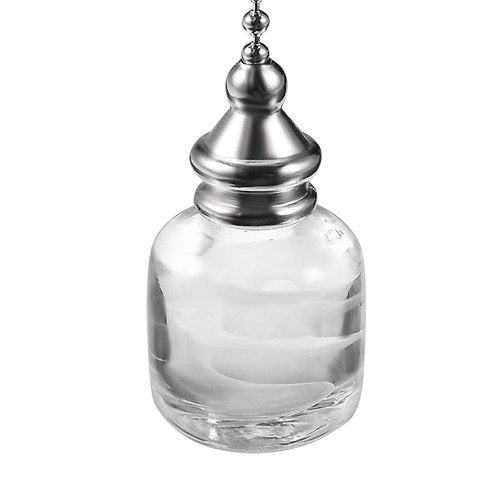 uxcell Clear Glass Cube Pendant 12 inch Brushed Nickel Pull Chain Extension Beaded Pulling Chain for Lighting Fans Pack of 2