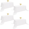 JALANCY 4 Pack Rectangle Tablecloth 90x132Inch White Washable Polyester Table Cover for Wedding Dining Table Buffet Parties Banquet Decoration（White）