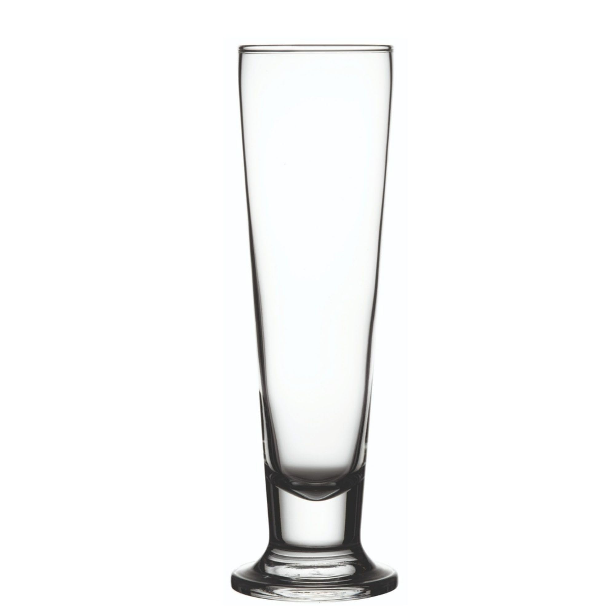 Restaurantware 14 Ounce Tall Beer Glasses Set of 12 Tall-Footed Pilsner Glasses - Tapered Dishwasher-Safe Clear Glass Beer Glass Set Lead-Free For Beers Ales or Cocktails