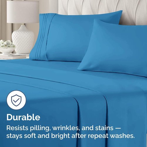 King Pillow Cases by [Brand Name] | Ultra Soft Hotel Quality - 4 Piece Set in Denim Blue - Wrinkle & Fade Resistant