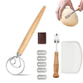 13" Danish Dough Whisk Set with Dough Scraper Bread Lame with 5 Blades and Leather Cover Dutch Bread Whisk Bread Mixer Dutch Bread Dough Whisk Hand Mixer for Sourdough, Pizza, Pastry, Cake