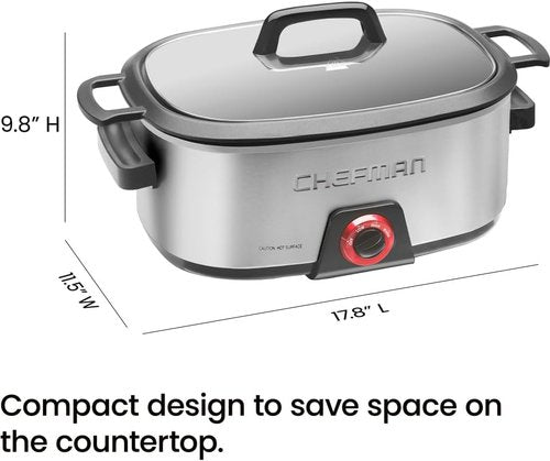 Chefman 6-Quart Slow Cooker - Electric Countertop Cooking with Removable Insert | Nonstick & Dishwasher-Safe