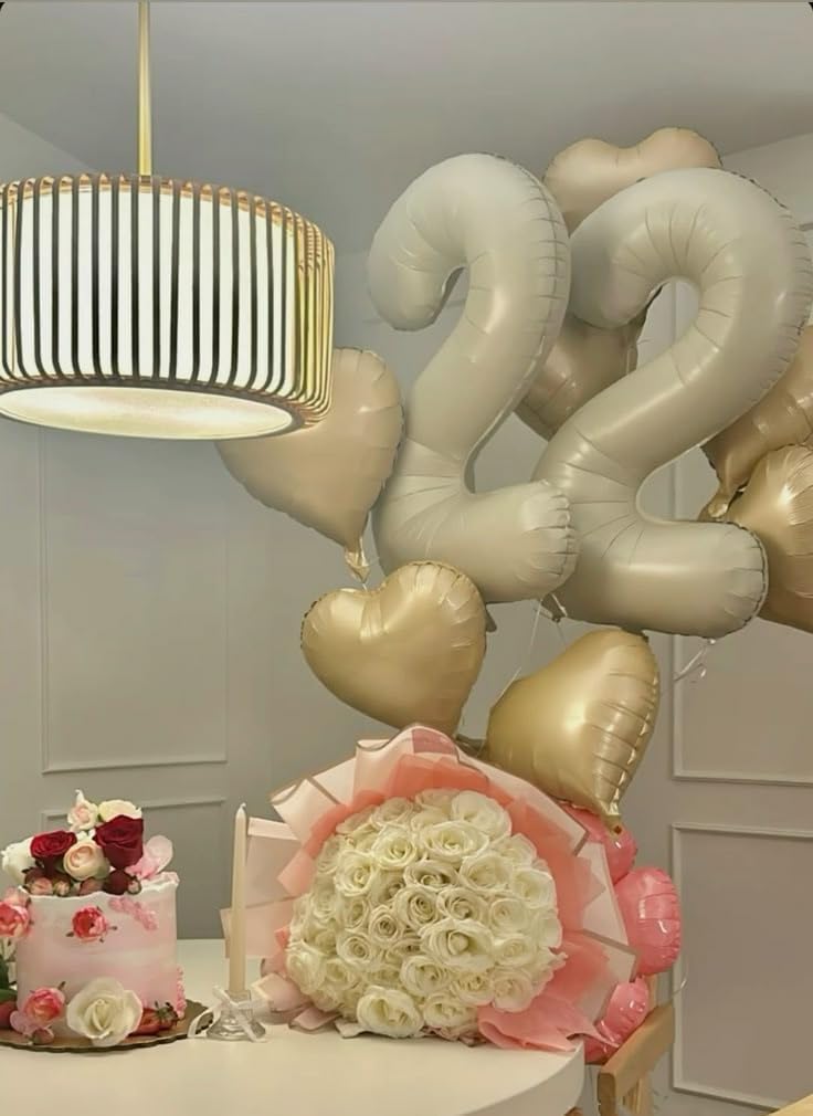 Skiennix 40-Inch Cream Number Balloons - Large 12 & 21 Birthday Decorations | Perfect for Weddings & Graduations
