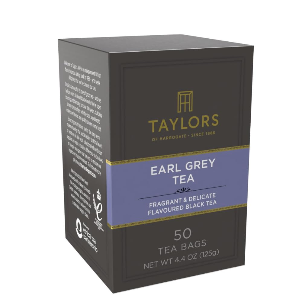 Taylors of Harrogate Earl Grey Black Tea - Fragrant & Delicate Pillow Bags, 50 Count