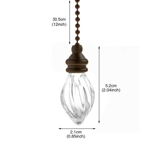 Mairuker 2 PCS Cute Ceiling Fan Pull Chain Extender, Fan Light Pulls Set Accesory with 12 Inch Length Bronze Chains and Crystal Glass Pendant Decor