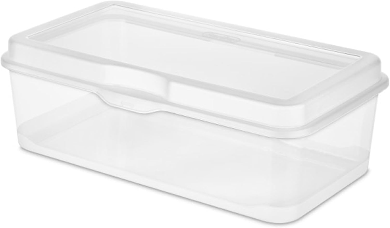 Sterilite 6-Pack Rectangular Large Flip-Top Storage Boxes - Clear Stackable Organizers for Crafts, Photos & More