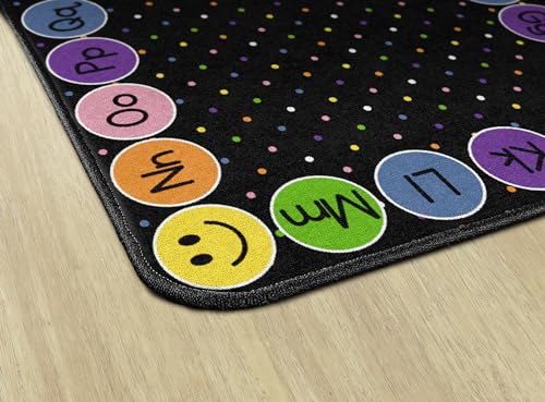 Flagship Carpets Smiley Abc's Educational Area Rug for Kids Room Seating Décor, Children's Classroom, Play Carpet for Teaching and Playroom, 4' x 6', Black