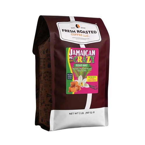 Fresh Roasted Coffee, Jamaican Me Crazy Flavored Coffee, 2 lb (32 oz), Medium Roast, Kosher, Ground
