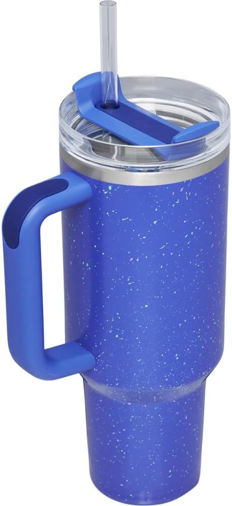 Stanley Quencher H2.0 Tumbler - 30oz Stainless Steel Vacuum Insulated with Lid & Straw - Deep Iris Speckle