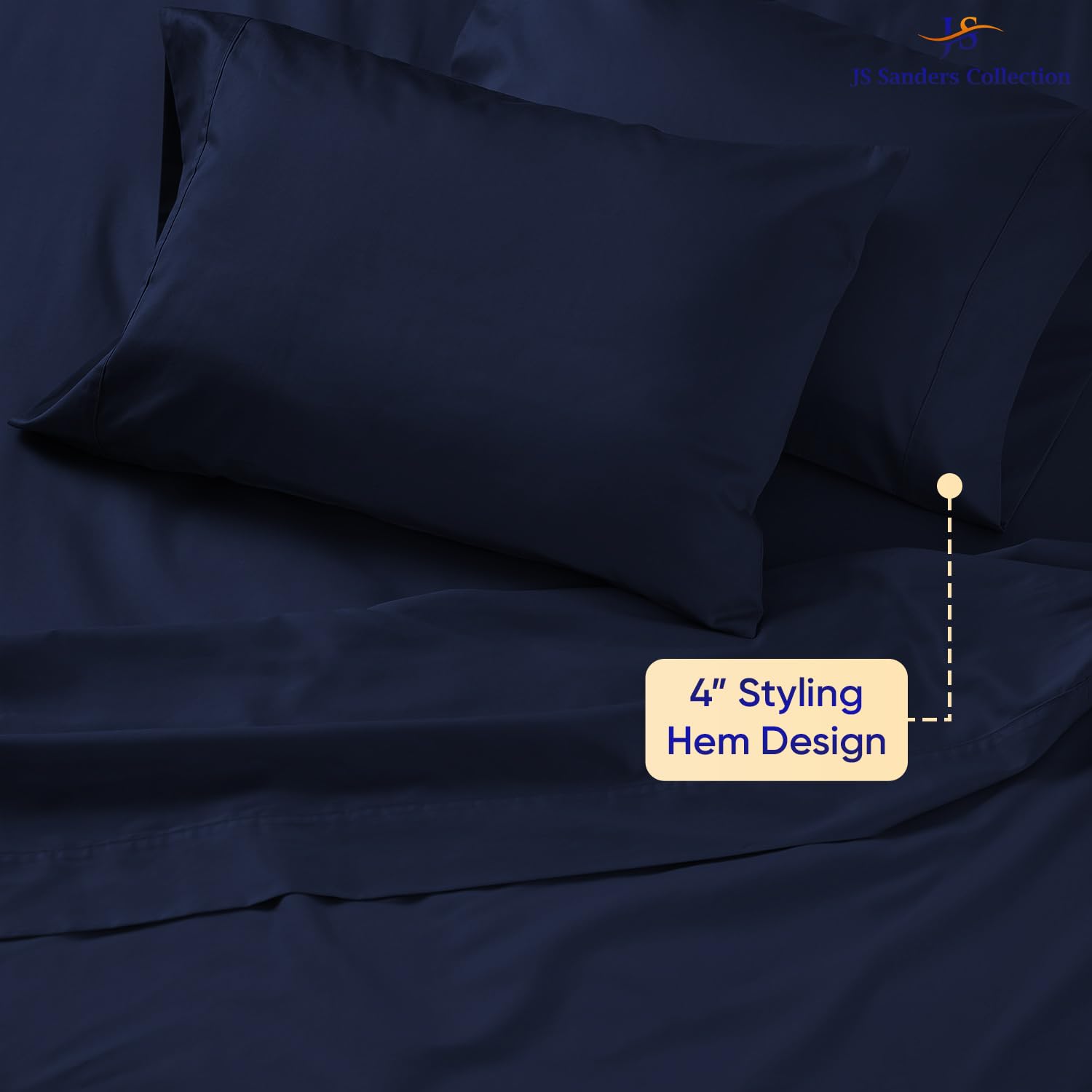 JS Sanders Collection 100% Egyptian Cotton Universal V Berth 4 Piece The Best Boat V Berth Bedding Fits mattresses up to 8” Depth Sheet Set - 600 TC Navy Blue