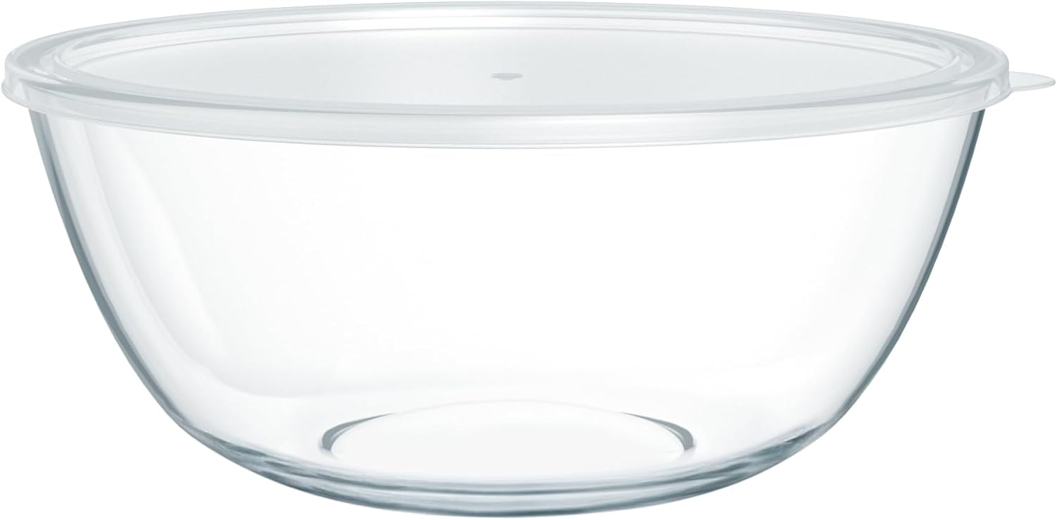Skiennix 4.7 Qt Extra Large Glass Mixing Bowl - Clear Glass for Salad, Cooking & Storage