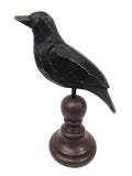 Primitives by Kathy Figurine - Weathered Rustic Crow On Spindle, Burgundy/Black