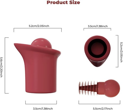 2 Pack 2 in 1 Silicone Wine Bottle Stoppers & Pourers, Upgraded Reusable Wine Preserver, Champagne Stoppers with Vacuum, Ideal Gift Accessory for Wine Lovers (Black&Red)