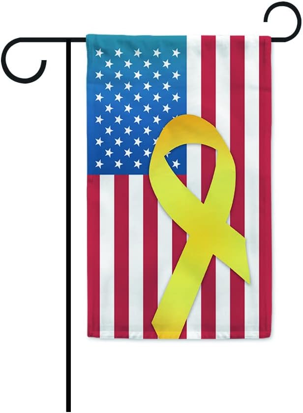 Remember Our Troops Garden Flag - USA Flag with Yellow Ribbon | Double-Sided 12.5x18 Inch Banner