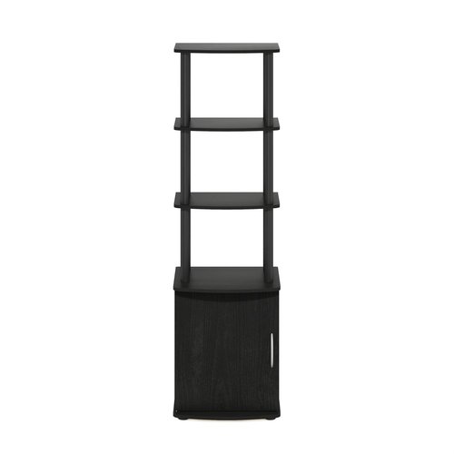 Furinno Turn-N-Tube Tall TV Entertainment Side Table Display Rack with Storage Cabinet, 3-Tier, Blackwood/Black