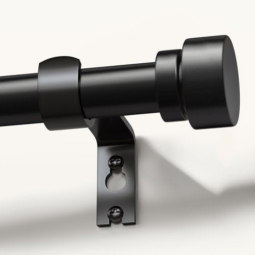 Lootkell Adjustable Black Curtain Rods - Heavy Duty 1" Diameter for Windows 48 to 84 Inches | Decorative Finials for Farmhouse Style