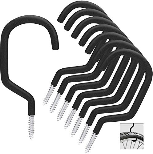 Sinoer Heavy Duty Bike Hooks - 8 Pack Screw-In Storage Solution for Garage Wall & Ceiling Organization | Black