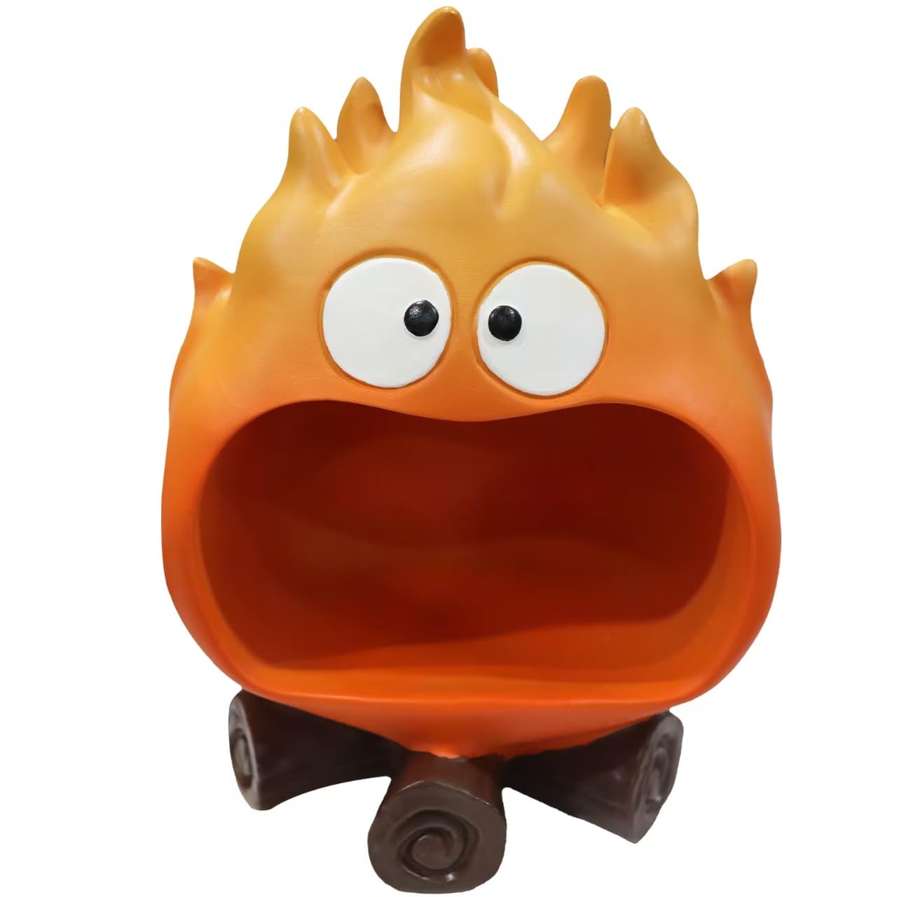 Dosker Funny Resin Flame Statue with Candy Dish & Key Dish, Entryway Table Candy Bowl Decor (Orange)