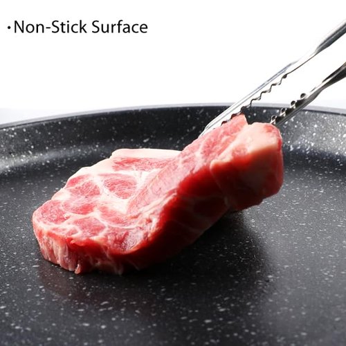 D1KOREA Stovetop Korean BBQ Grill Pan, 15 inch, Cast Aluminum, for indoor outdoor