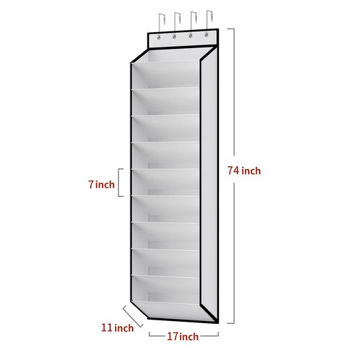 KEEPJOY 10 Tiers White Over Door Shoe Organizer Storage, Hanging Shoe Holder for Door with Large Deep Pockets, Fit 20-30 Pairs Shoe Rack for Sneakers, Boots (White)