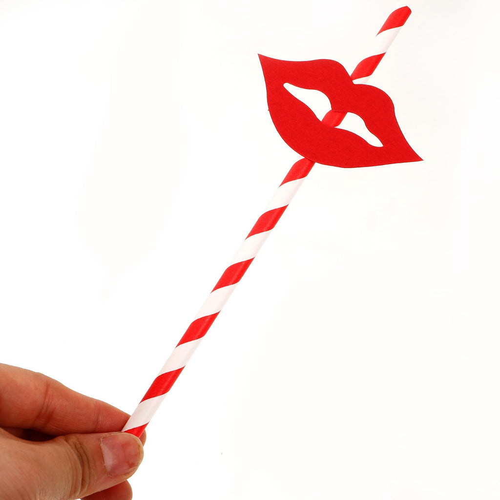 Paper Drinking Straws Red Lips Decorative Cocktail Drinking Straws for Birthday Wedding Christmas Shower Theme Decoration Supplies（40 Pack）